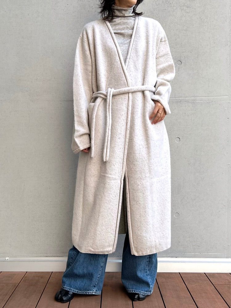 WALANCE / boiled wool long cardigan / L.BEIGE / 3253-005