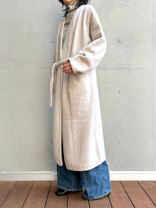 WALANCE / boiled wool long cardigan / L.BEIGE / 3253-005