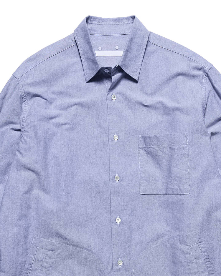 SOPHNET. / RIBBED REGULAR COLLAR SHIRT / NAVY / SPNT-260003