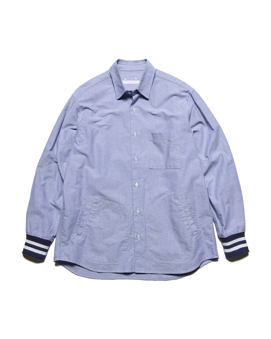 SOPHNET. / RIBBED REGULAR COLLAR SHIRT / NAVY / SPNT-260003
