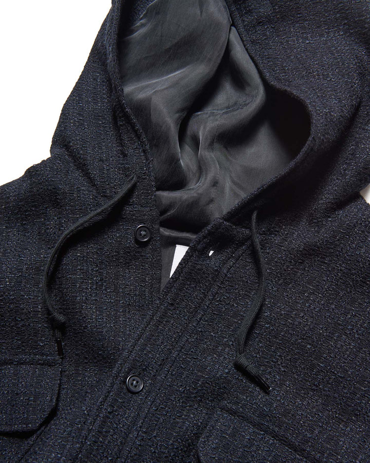 SOPHNET. / FANCY TWEED HOODED SHIRT / A(BLACK/NAVY) / SPNT-260032