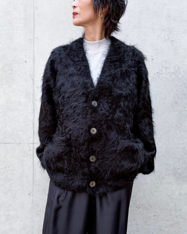 BLAMINK /  7G カシミアファーVネックニットカーディガン / BLACK / 7915-2-000000