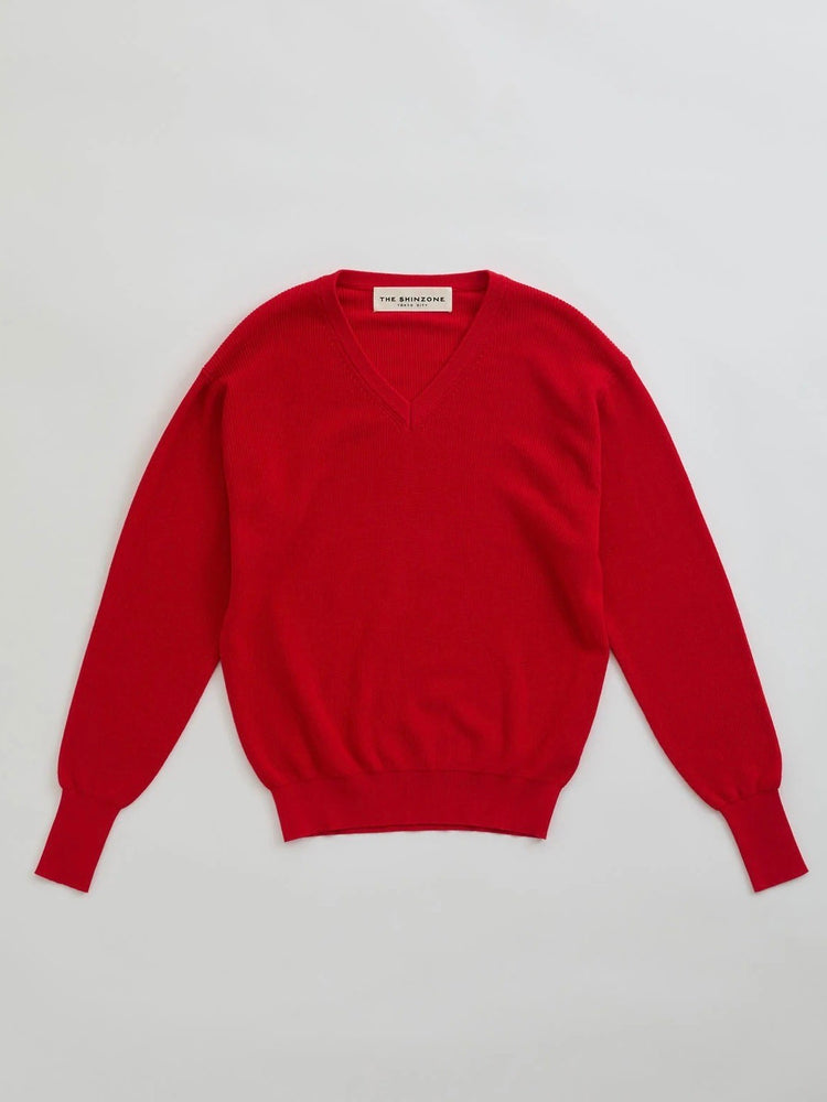 THE SHINZONE / TWISTED COTTON KNIT PULLOVER / RED / 25SMSNI02